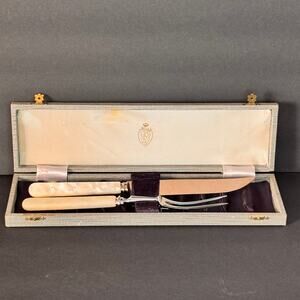 Antique Kirk's Sheffield Forged Stainless Steel Knife Set Faux Mother o Pearl2